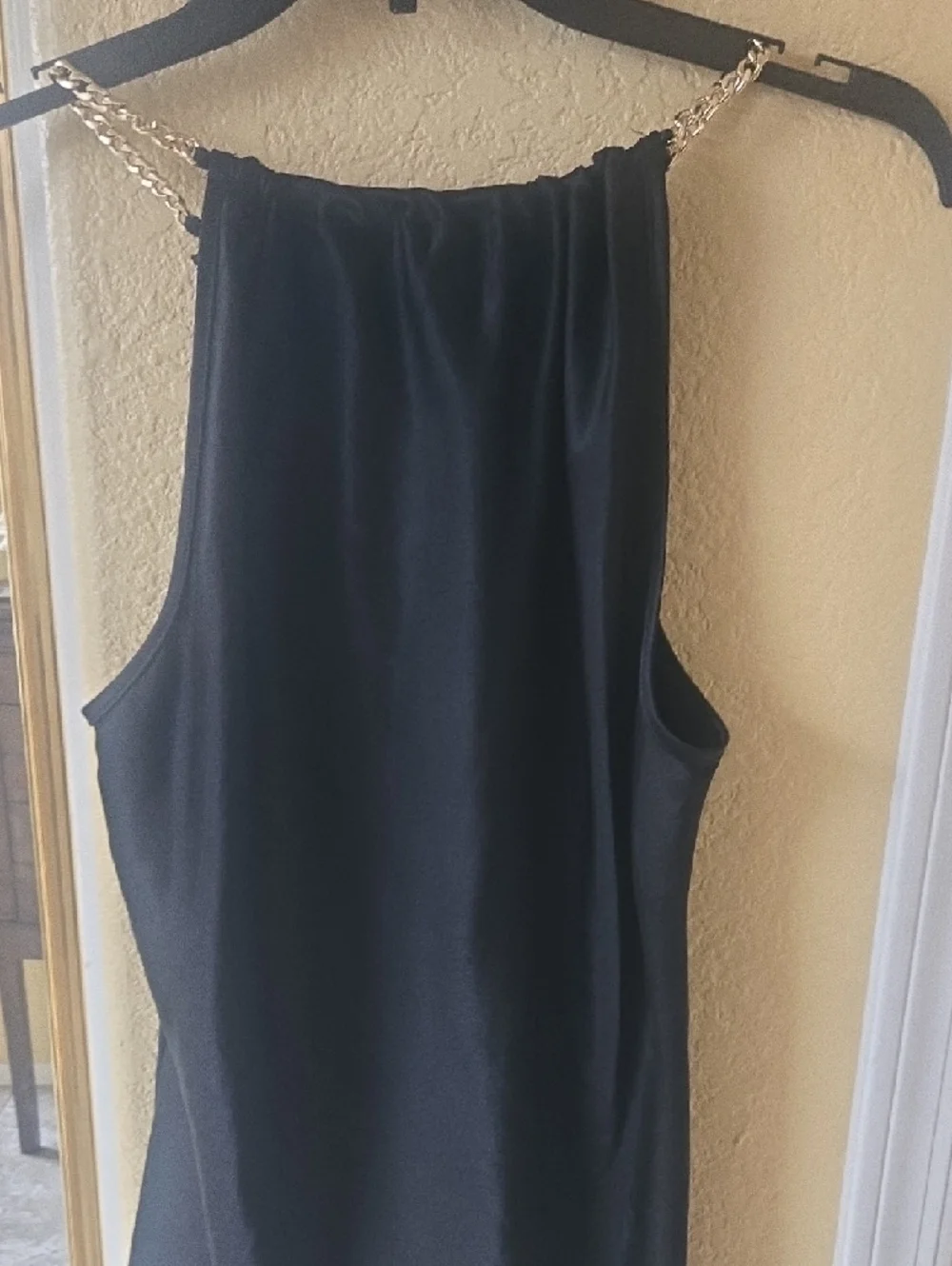 Nicole Miller Black Sleeveless Top with Gold Chain Straps - Picture 3 of 3